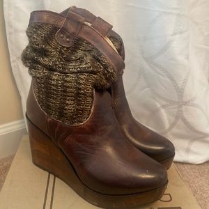 Bed Stu Brown Leather Wedge Boots